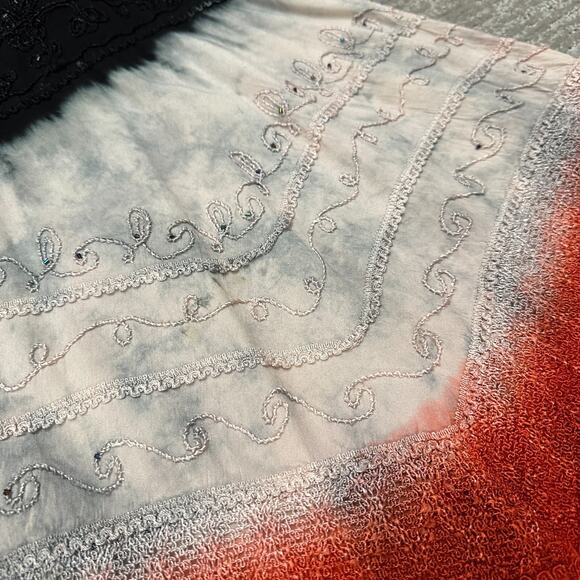 Vintage Dress Womens S Red Black Tie Dye Festival Boho Fairy Halter Y2K 90s - Picture 4 of 16